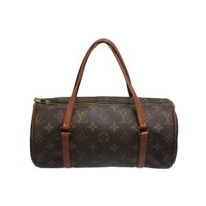LOUIS VUITTON Papillon Handbag Monogram Canvas Leather Brown